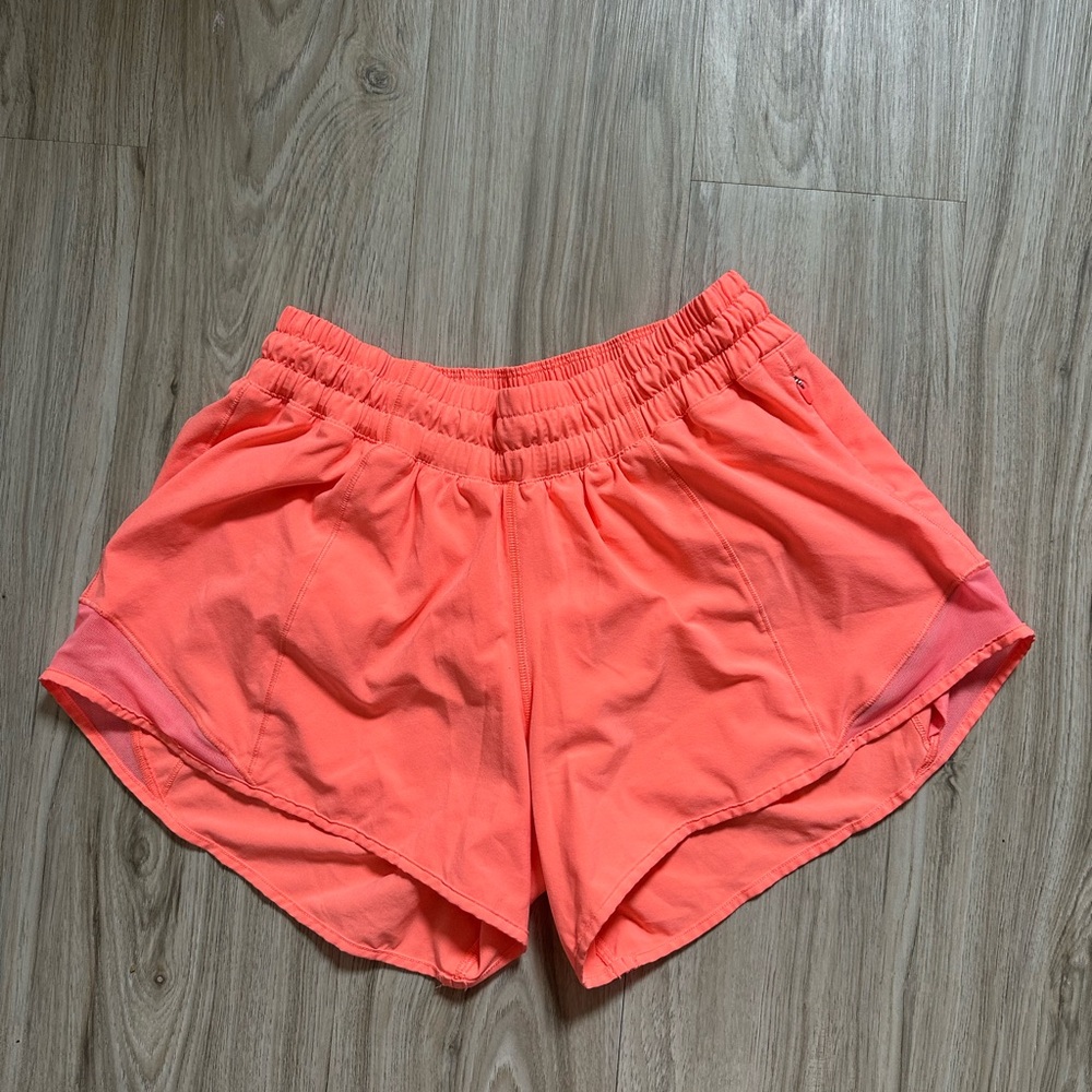 Lululemon Athletica Hotty Hot short - low rise 4 inch neon coral